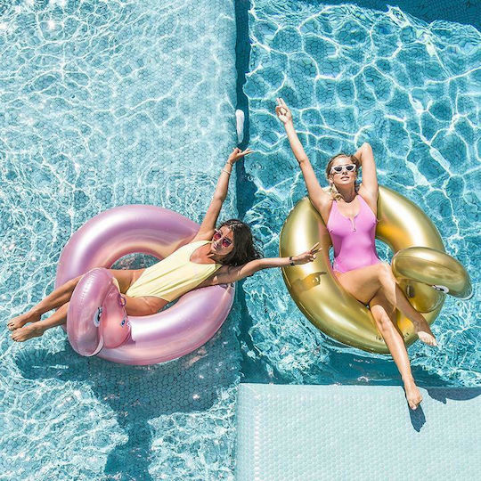 Swim Essentials Φουσκωτή Σαμπρέλα Θαλάσσης Κύκνος Χρυσή 110x95cm
