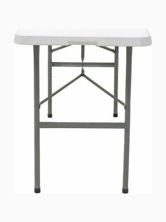 Rodeo Outdoor Dinner Foldable Table with Plastic Surface and Metal Frame White 122x60x74cm