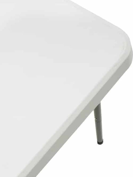 Rodeo Outdoor Dinner Foldable Table with Plastic Surface and Metal Frame White 122x60x74cm