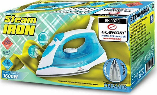 Elekom EK-107 C Σίδερο Ατμού 1600W με Κεραμική Πλάκα και Συνεχόμενη Παροχή Ατμού 30gr/min
