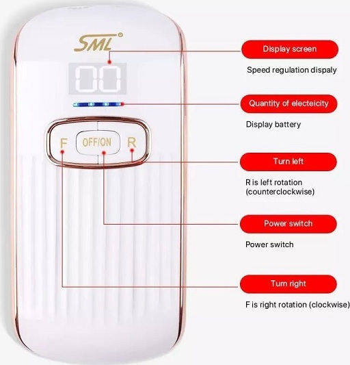 SML M11 Nail Drill Battery 36W White with 35000 Rotations per Minute