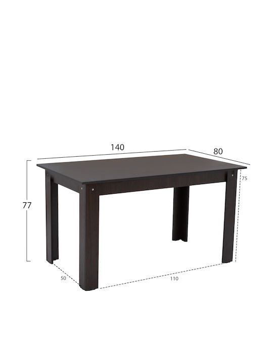 Kelvin Table Kitchen Wooden Wenge 140x80x77cm