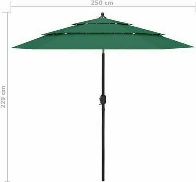 Garten- und Terrassen-Sonnenschirm Rundschreiben Aluminium Grüne F2.5xY2.29m