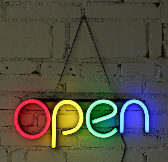 Open LED Sign One - Sided 40x15cm Yellow / Red / Blue / Green