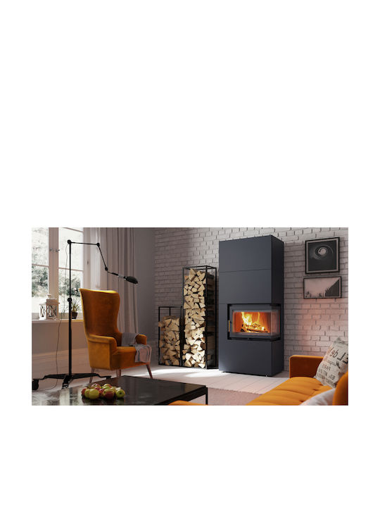 Kratki Simple Box P S Kaminofen Holz 8kW Rechte Ecke mit einer zu öffnenden Tür Schwarz