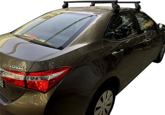 Menabo Autodachträger Metallisch für Toyota Corolla 4D 2013-2018 mit Dachträgerfüßen und Schloss Schwarz