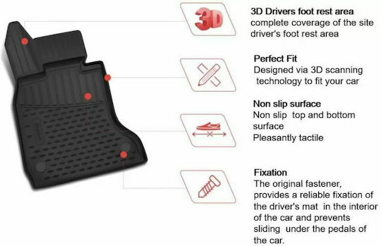 Novline Set of Front and Rear Mats 4pcs Tray Type for Peugeot 508 2018+ Black