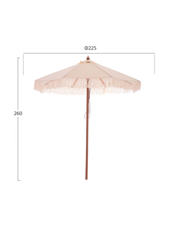 Wagner Professional Garden & Terrace Floor Wooden Round Parasol Μπεζ D2.25xH2.6m