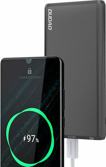 Dudao K12PQ Power Bank 10000mAh με 2 Θύρες USB-A και Θύρα USB-C Power Delivery / Quick Charge 3.0 Μαύρο