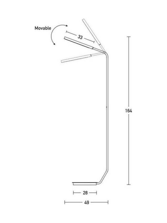 Zambelis Lights LED Φωτιστικό Δαπέδου Υ164xΜ49εκ. με Θερμό Λευκό Φως 480lm Μαύρο
