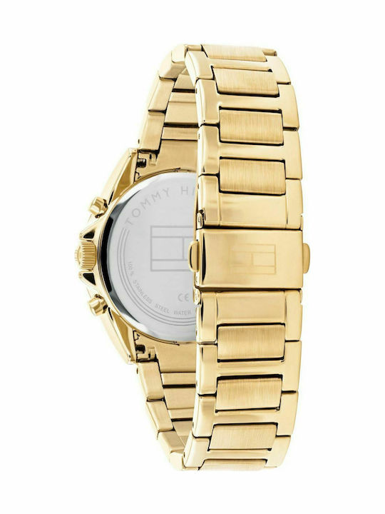 Tommy Hilfiger Kennedy Γυναικείο Ρολόι 38mm Χρονογράφος Μπαταρίας με Χρυσό Μεταλλικό Μπρασελέ