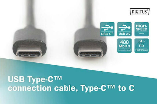 Digitus USB 3.0 Cable USB-C Male - USB-C Black 1.8m