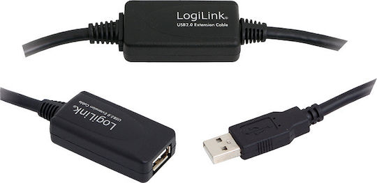 LogiLink USB 2.0 Кабел USB-A мъжки - USB-A женски Черен 25м UA0147