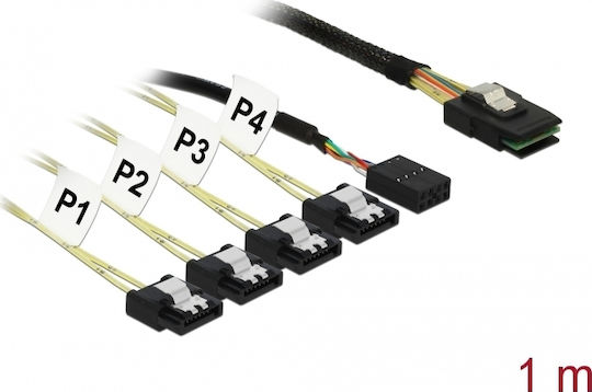 DeLock Mini SAS to 7-Pin SATA II Cable 1m Black (83319)