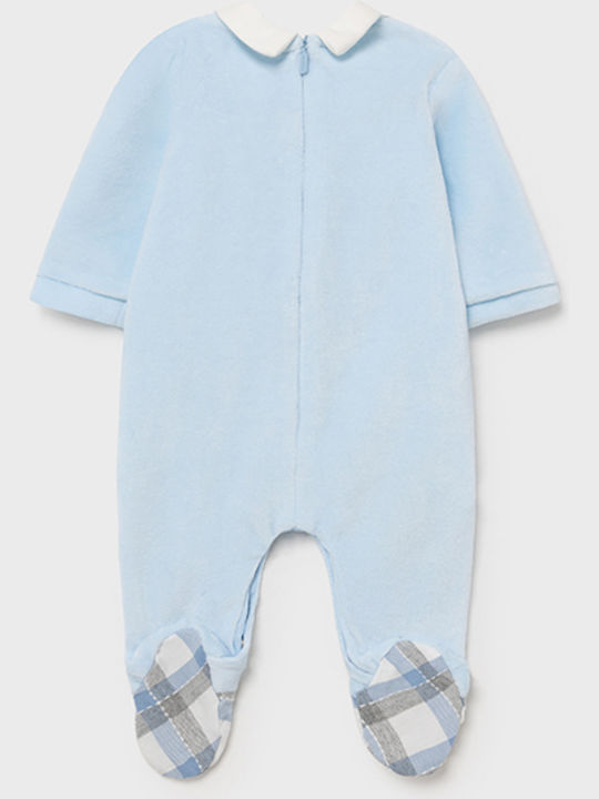 Mayoral Baby Bodysuit Set Long-Sleeved Velvet Light Blue