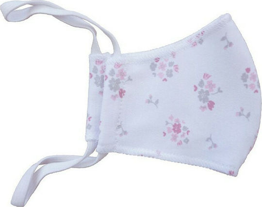 Kikka Boo Cotton Protective Mask 3-7 Years Protective Mask Fabric Kids White 4110911010 1pcs