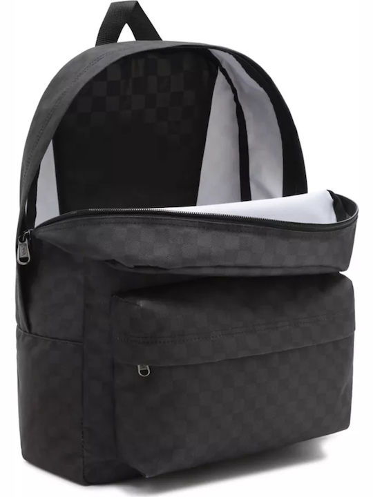 Vans Old Skool Check School Bag Backpack Junior High-High School Black with Water Bottle Holder 22Liters