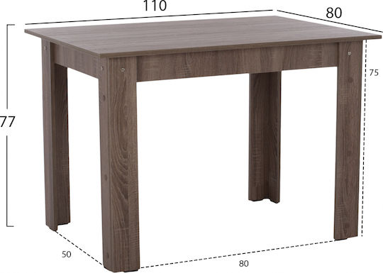 Sonama Oak Truffle Τραπέζι Κουζίνας Ξύλινο Σταχτί 110x80x77εκ.
