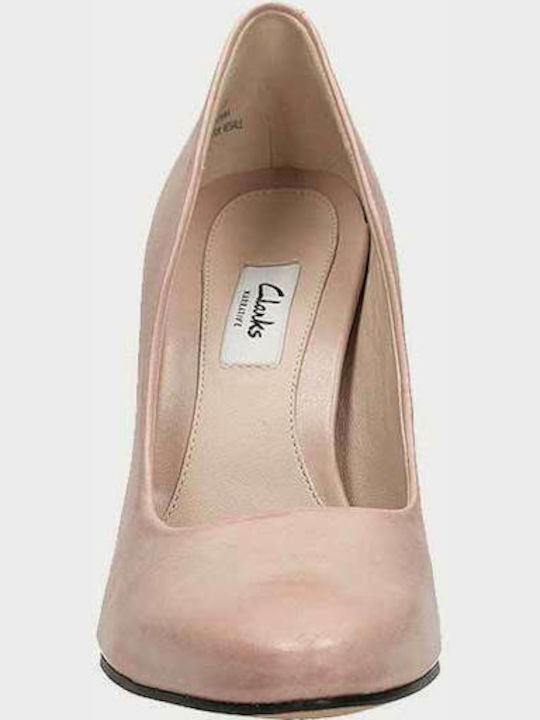 Clarks Leather Pointed Toe Pink Heels Crumble Cream