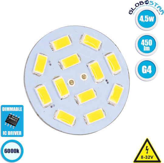 GloboStar LED Bulb 4.5W for Socket G4 Cool White 450lm Dimmable