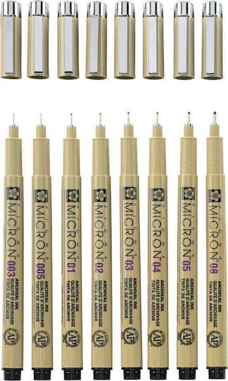 Sakura Pigma Micron Design Markers 0.2mm Black 8pcs