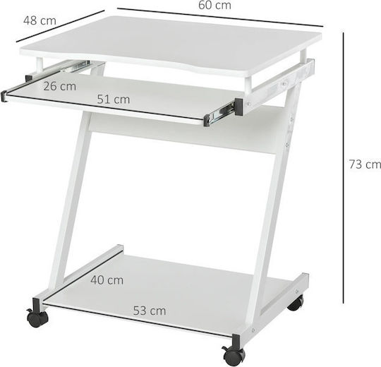 Computer Büro Holz Weiß mit Metallbeinen 60x48x73cm