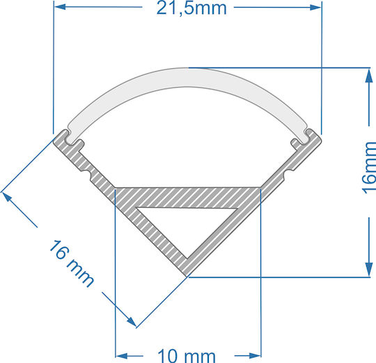 GloboStar Set 5pcs Surface Aluminum Profile for LED Strips Corner with Opal Cover 300x1.6x1.6cm