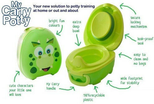 My Carry Potty Portable Potty Dino with Lid Green up to 50kg