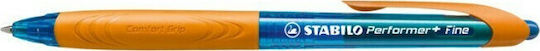 Stabilo Performer+ Fine Pen Ballpoint 0.7mm with Blue Ink Orange