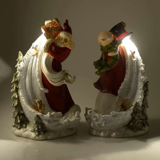 Inart Illuminated Christmas Plastic Figure SNowman Red Height 34cm 2pcs