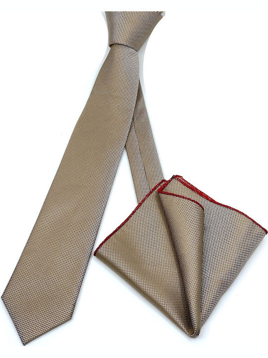 Legend Accessories Herren Krawatten Set Synthetisch Monochrom in Beige Farbe