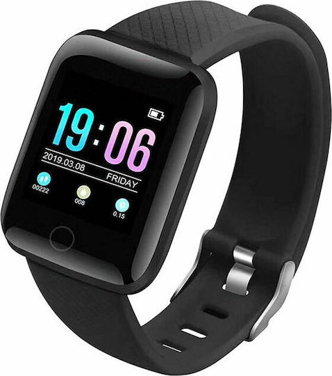 116S Smartwatch με Παλμογράφο (Μαύρο)