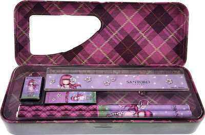 Santoro Cherry Blossom Pencil Case Full Metal with 1 Compartment Pink