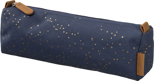 Fresk Indigo Dots Pencil Case Barrel with 1 Compartment Blue