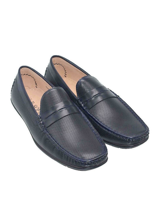 B-Soft Men's Leather Moccasins Blue