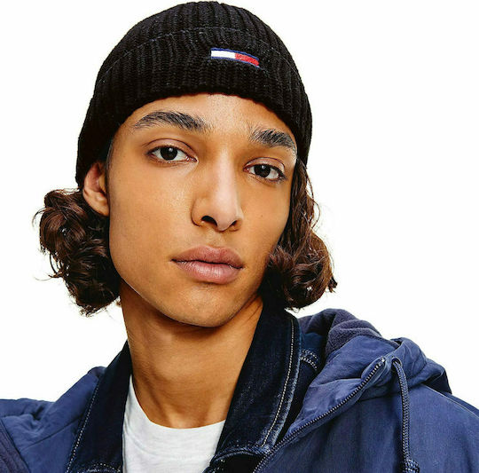 Beanie Ανδρικός Σκούφος με Rib Πλέξη σε Μαύρο χρώμα