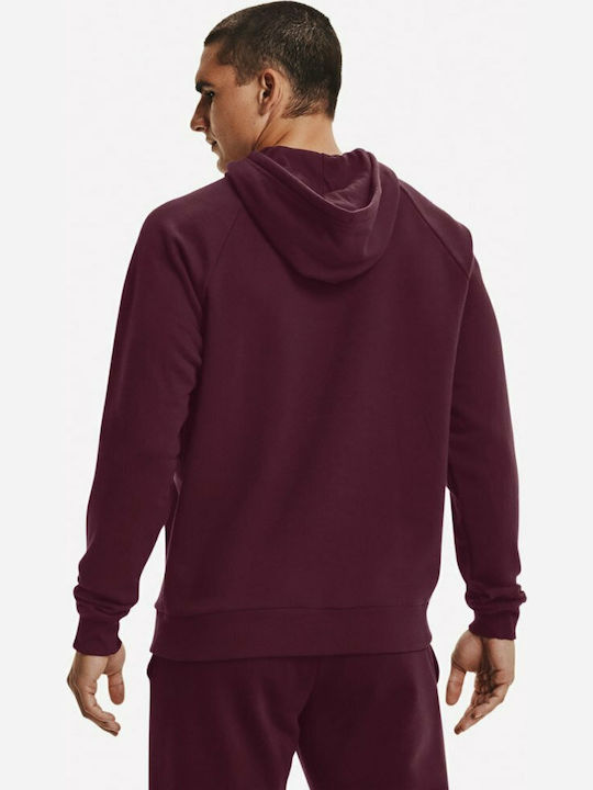 Under Armour Rival Men's Sweatshirt with Hood and Pockets Dark Maroon / Onyx White