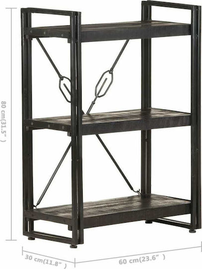 Mango Bücherregal - Schwarze 60x30x80cm