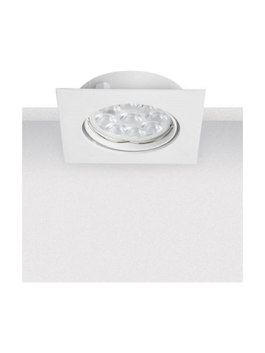 Zambelis Lights Square Metallic Recessed Spot with Socket GU10 White 8.5x8.5cm. 1pcs