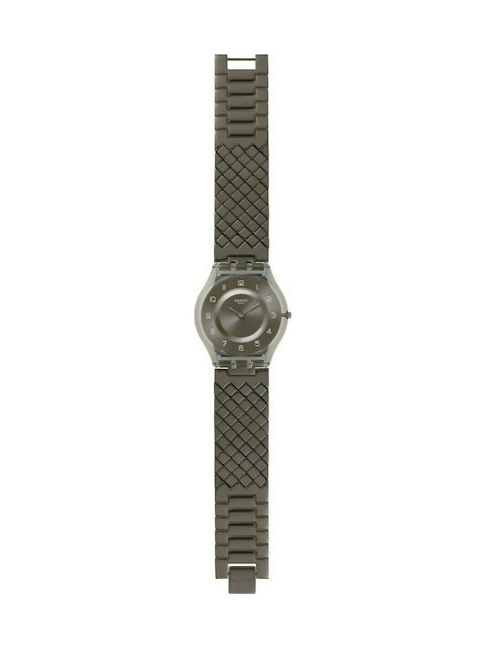 Swatch Watch with Brown Rubber Strap