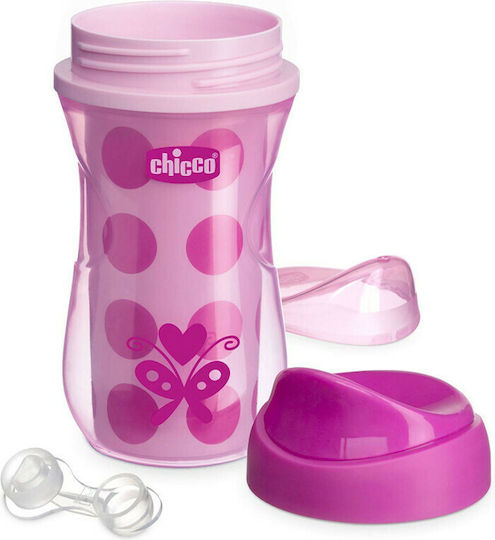 Chicco Παιδικό Ποτηράκι Active από Πλαστικό Ροζ Πουά 266ml για 14m+