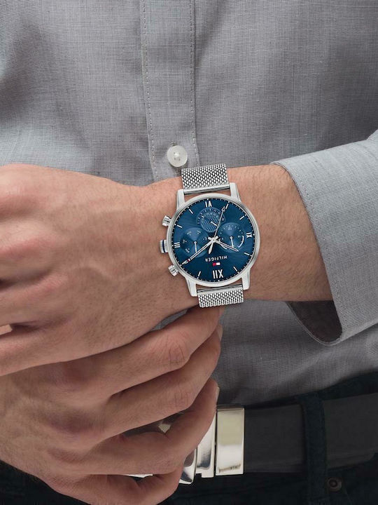 Tommy Hilfiger Sullivan Ανδρικό Ρολόι 44mm Χρονογράφος Μπαταρίας με Ασημί Ατσάλινο Μπρασελέ