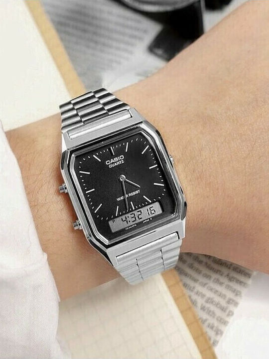 Casio Vintage Edgy Ρολόι Μπαταρίας με Μεταλλικό Μπρασελέ