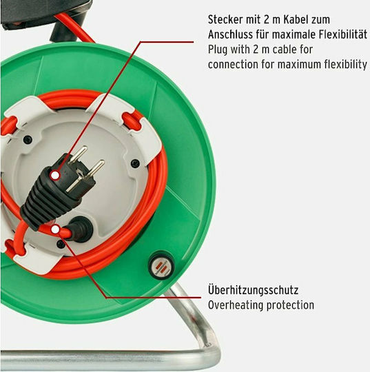 Brennenstuhl 1 Platz mit Kabel 23m Durchmesser 3 x 1.5mm² Wasserdicht Grün