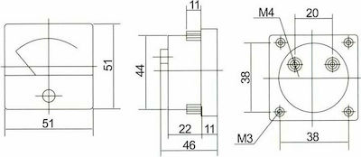 Electric Panel Ammeter Αμπερόμετρο Αναλογικό 10A DM-9658