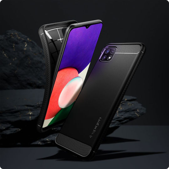 Spigen Rugged Armor Задна корица Силикон 2мм матово черно (Galaxy A22 5G)