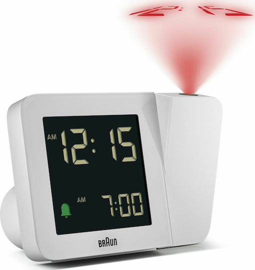 Braun BC015W-DCF Επιτραπέζιο Ψηφιακό Ρολόι LCD με Ξυπνητήρι Λευκό 67161