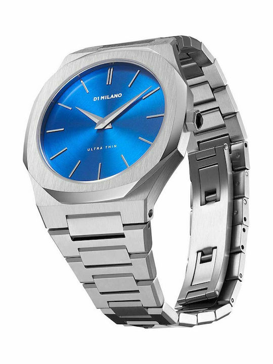 D1 Milano Ultra Thin Men's Watch 40mm Battery with Silver Metal Bracelet