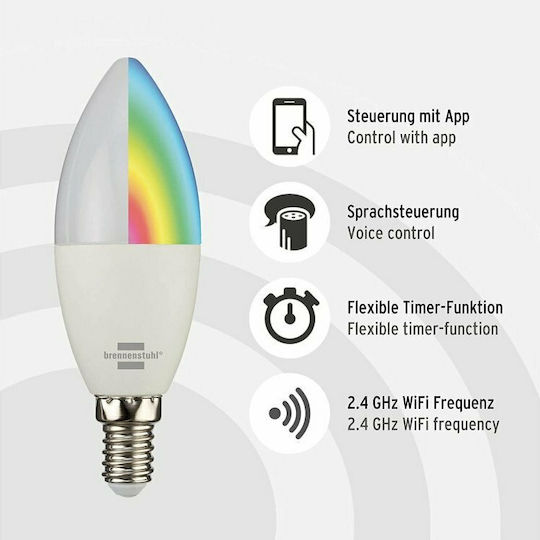 Brennenstuhl Смарт крушка LED 5W за фасунга E14 RGBW 400лм