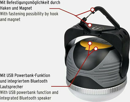 Brennenstuhl OLI 310 Led Rechargeable Lantern for Camping with Powerbank with 3W Speaker